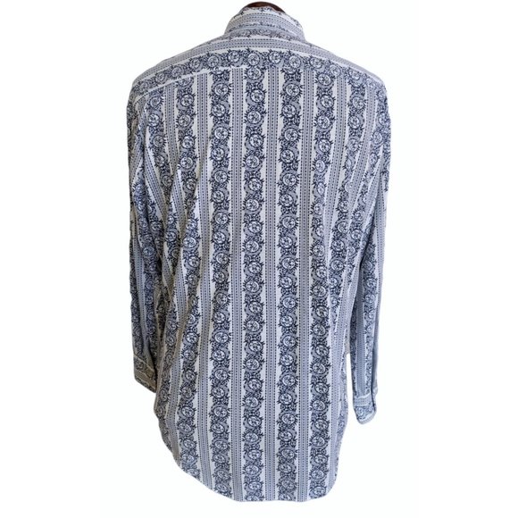 VTG DONEGAL DRESS SHIRTINGS Men's Floral Jersey Knit Button Front Shirt Size 17 - Picture 2 of 11